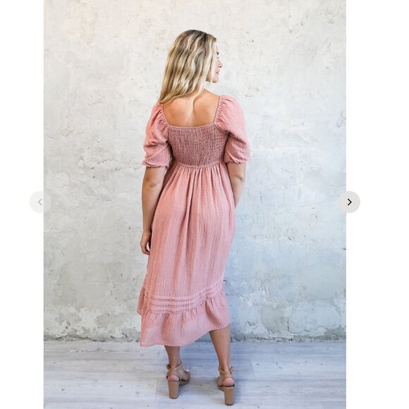 Worth Collective Bronte Midi Dress in Pink Sand Small NWT - Bump Friendly - Picture 2 of 8